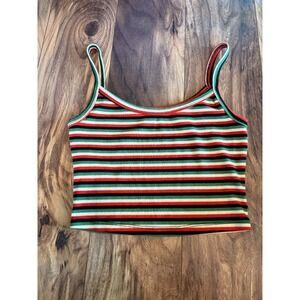 Aeropostale Multicolor Striped Ribbed Knit Crop‎ Cami Top Sz S